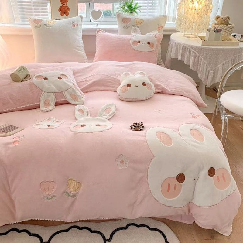 Cartoon Rabbit Bedding Set - Lovesickdoe - 1.2m 3 set/duvet