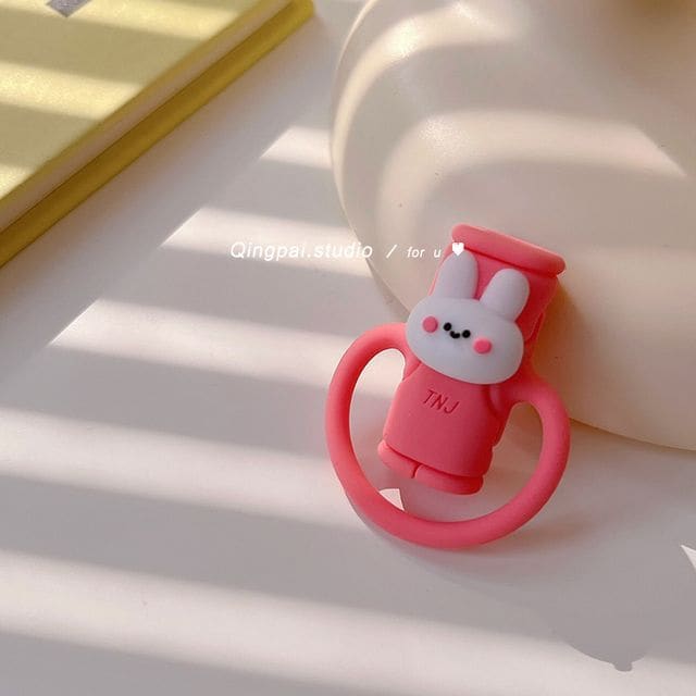 Cartoon Silicone Cable Protector - Cat - Black / One Size