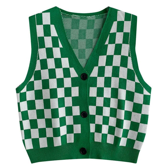 Casual Checkboard Vest - Vest