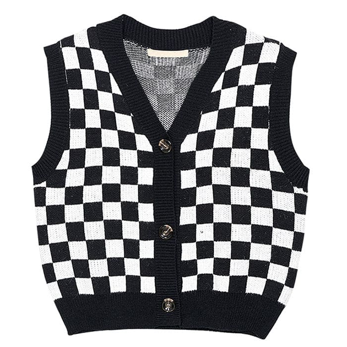 Casual Checkboard Vest - Vest