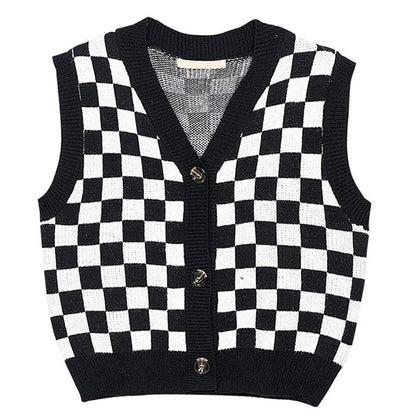 Casual Checkboard Vest - Vest