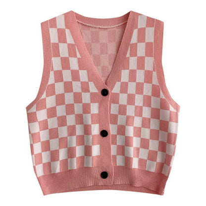 Casual Checkboard Vest - Vest