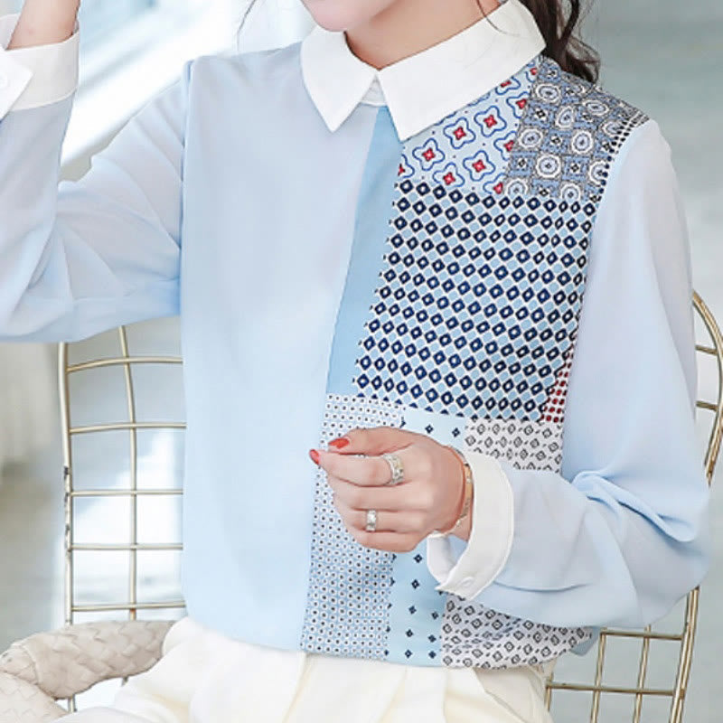 Casual Contrast Color Dots Print Shirt