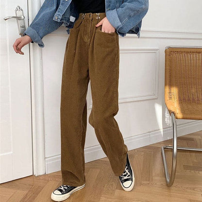 Casual Outfit Cord Pants - S / Brown - Pants