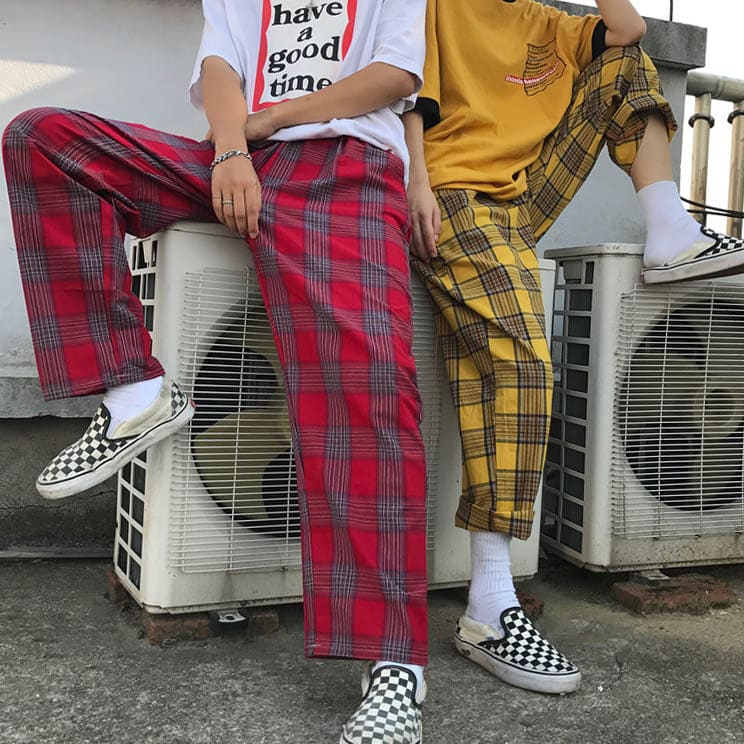 Casual Plaid Check Pants - Pants