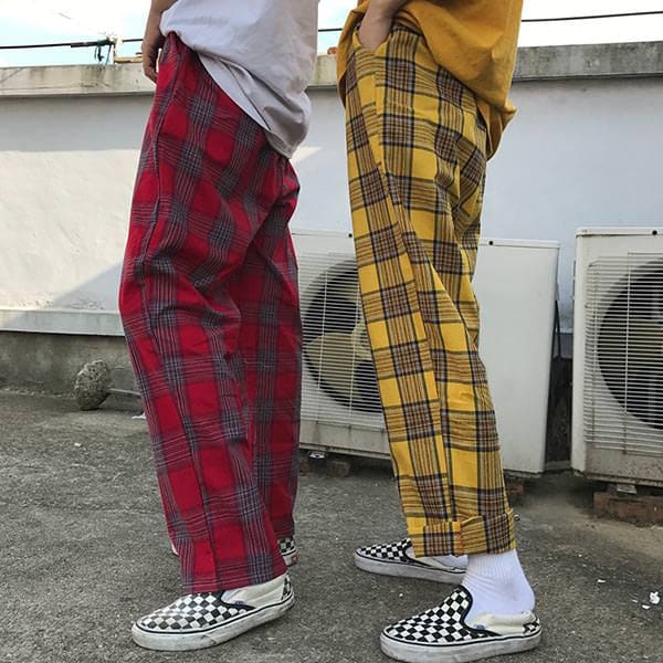 Casual Plaid Check Pants - Pants