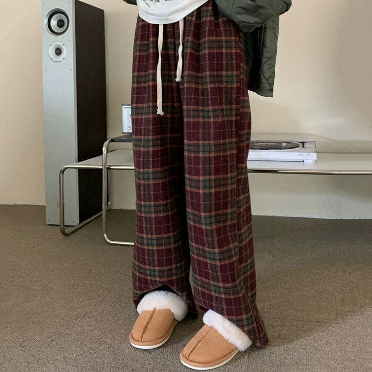 Casual Plaid Pants - Pants