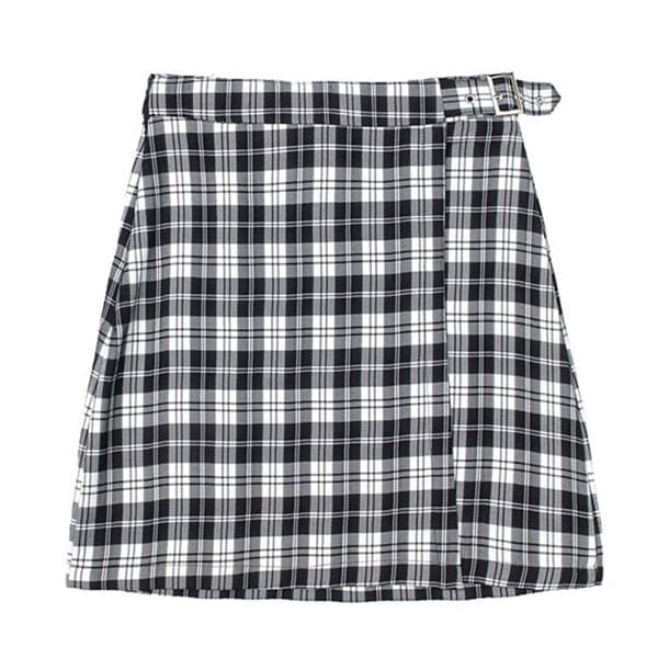 Casual Plaid Top and Skirt Set - Suits