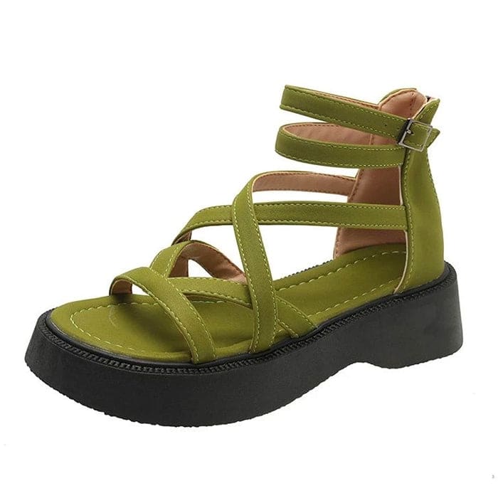 Casual Platform Sandals - EU35 (US5.0) / Green - Shoes