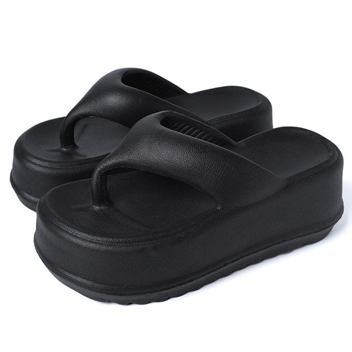 Casual Platform Sandals - EU36 (US6.0) / Black - Slippers