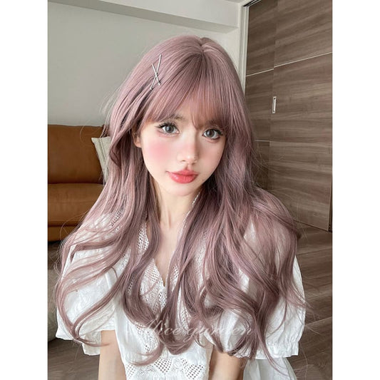 Casual Series Ash Pink Curly Wig - Thin rattan color