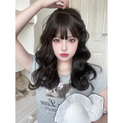 Casual Series Dark Brown Curly Lolita Wig - Black brown