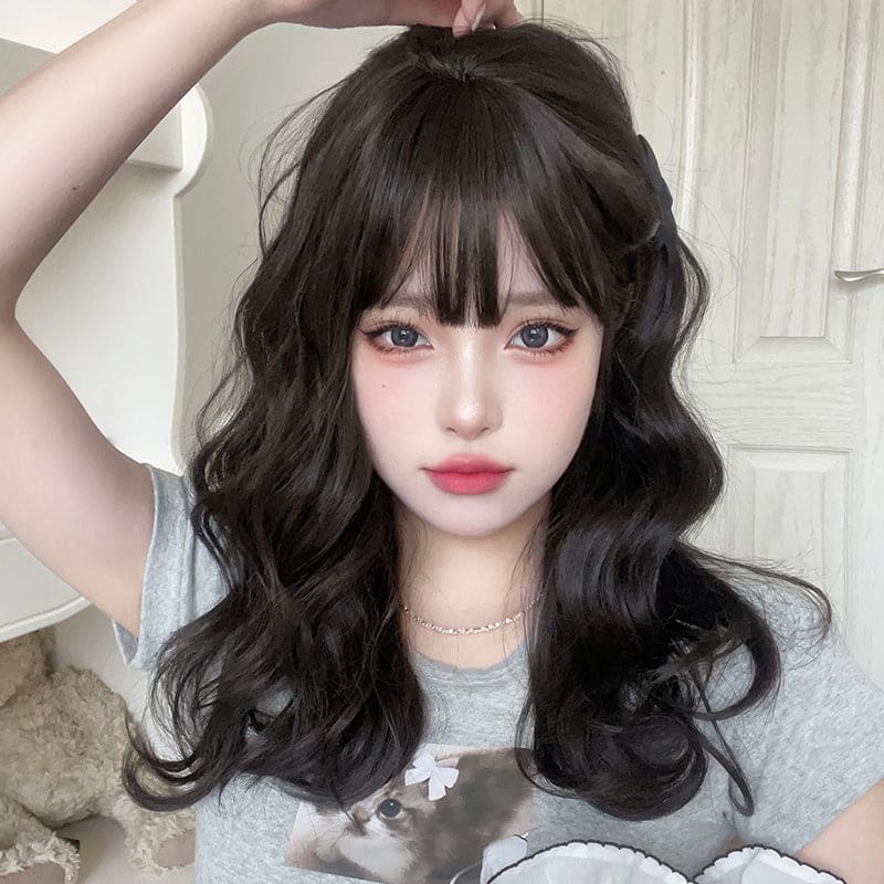 Casual Series Dark Brown Curly Lolita Wig - Black brown