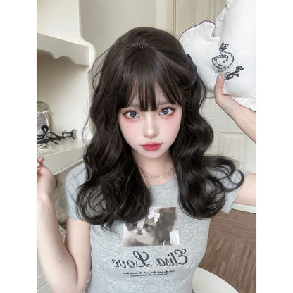 Casual Series Dark Brown Curly Lolita Wig - Black brown