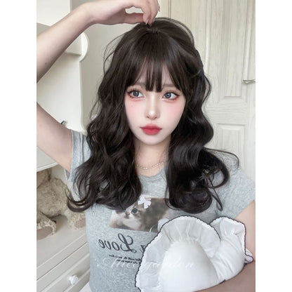 Casual Series Dark Brown Curly Lolita Wig - Black brown