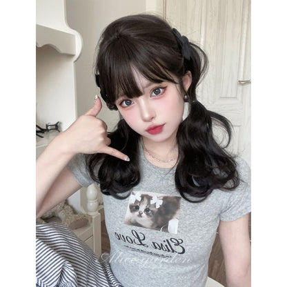 Casual Series Dark Brown Curly Lolita Wig - Black brown