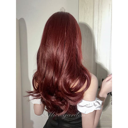 Casual Series Dark Cherry Red Wig - Brick red