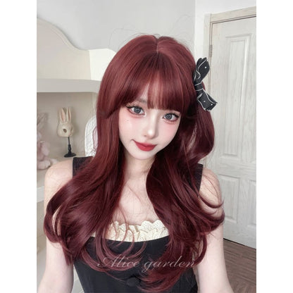 Casual Series Dark Cherry Red Wig - Brick red