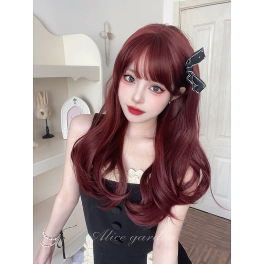 Casual Series Dark Cherry Red Wig - Brick red