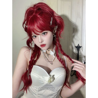 Casual Series Hot Cherry Red Curly Wig - Crimson