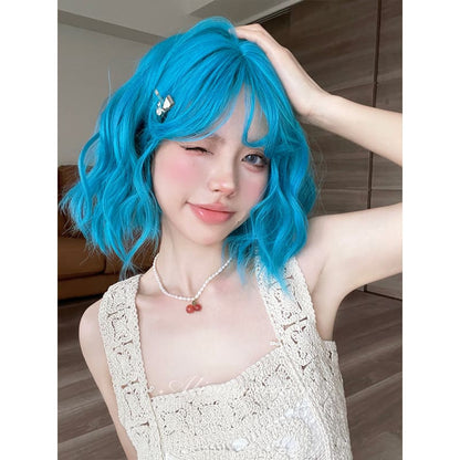 Casual Series Hot Neon Blue Short Curly Wig - Sea Blue