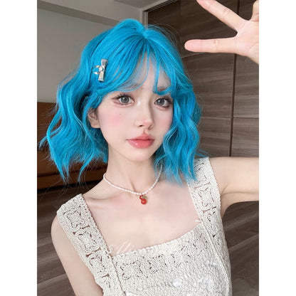 Casual Series Hot Neon Blue Short Curly Wig - Sea Blue