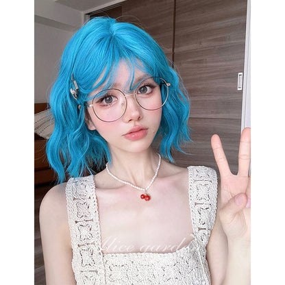 Casual Series Hot Neon Blue Short Curly Wig - Sea Blue