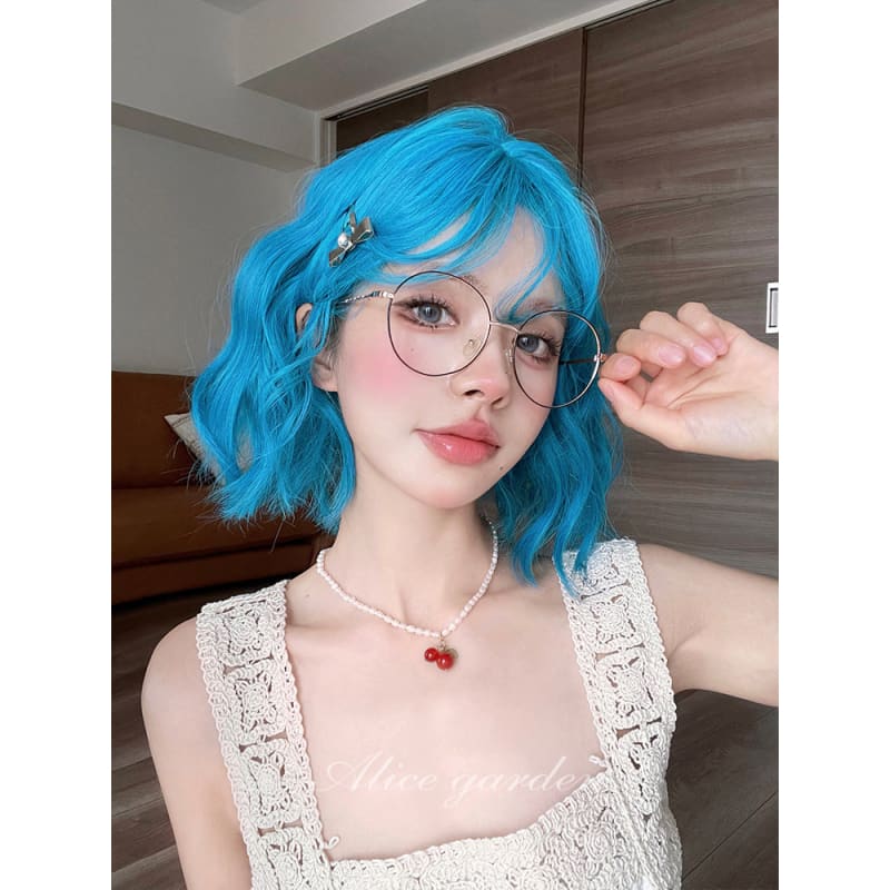 Casual Series Hot Neon Blue Short Curly Wig - Sea Blue