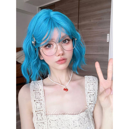 Casual Series Hot Neon Blue Short Curly Wig - Sea Blue