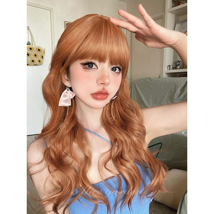 Casual Series Natural Orange Curly Wig - Light persimmon