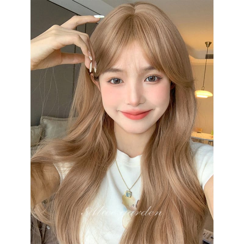 Casual Series Natural Peach Straight Long Wig - Milk tea