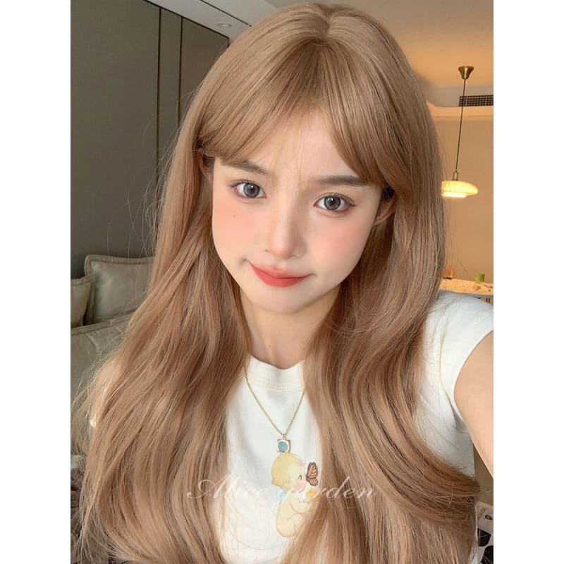 Casual Series Natural Peach Straight Long Wig - Milk tea