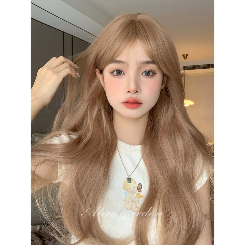 Casual Series Natural Peach Straight Long Wig - Milk tea