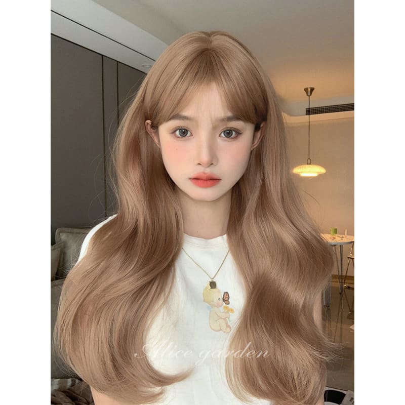 Casual Series Natural Peach Straight Long Wig - Milk tea