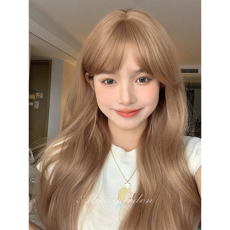 Casual Series Natural Peach Straight Long Wig - Milk tea