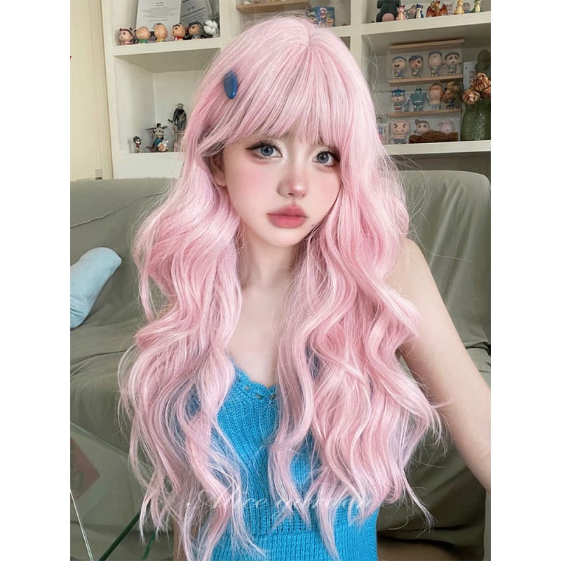 Casual Series Pastel Fantasy Pink Wavy Long Wig - Cherry