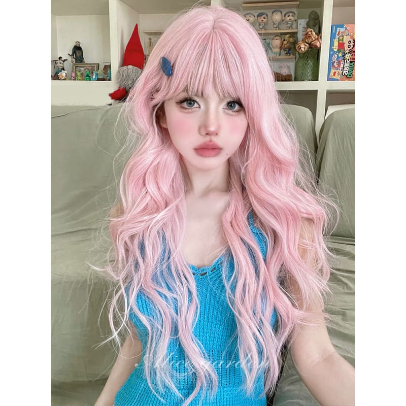 Casual Series Pastel Fantasy Pink Wavy Long Wig - Cherry