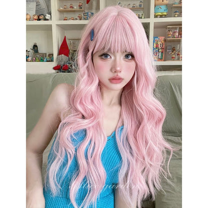 Casual Series Pastel Fantasy Pink Wavy Long Wig - Cherry