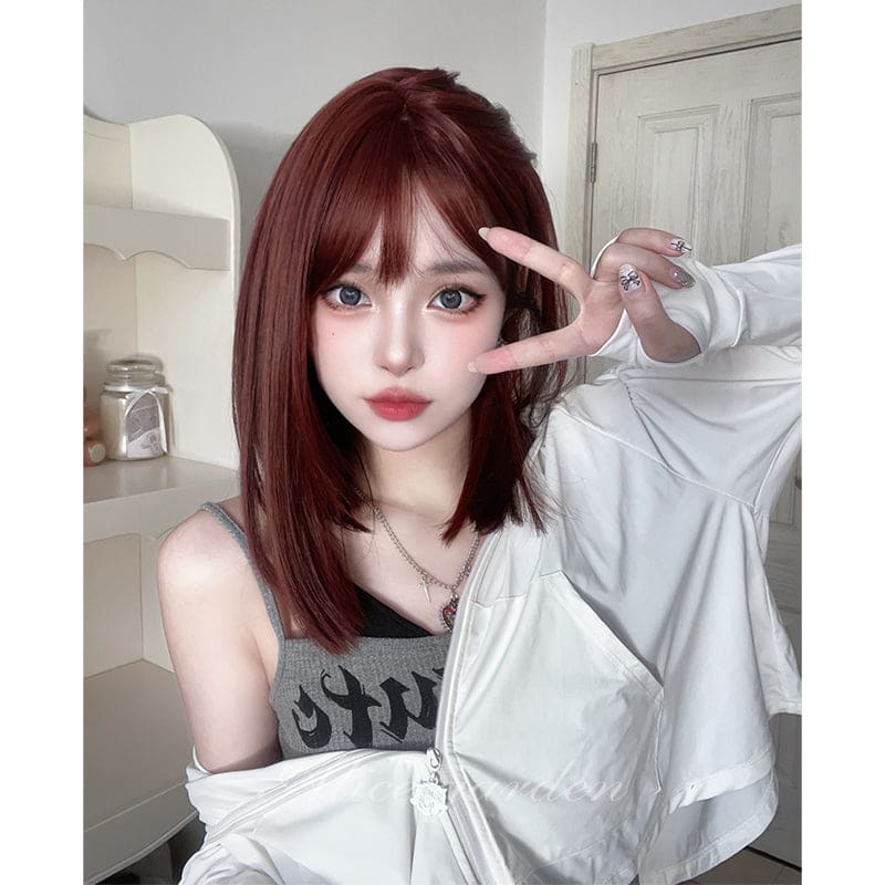 Casual Series Redish Brown Straight Lolita Wig - Raspberry