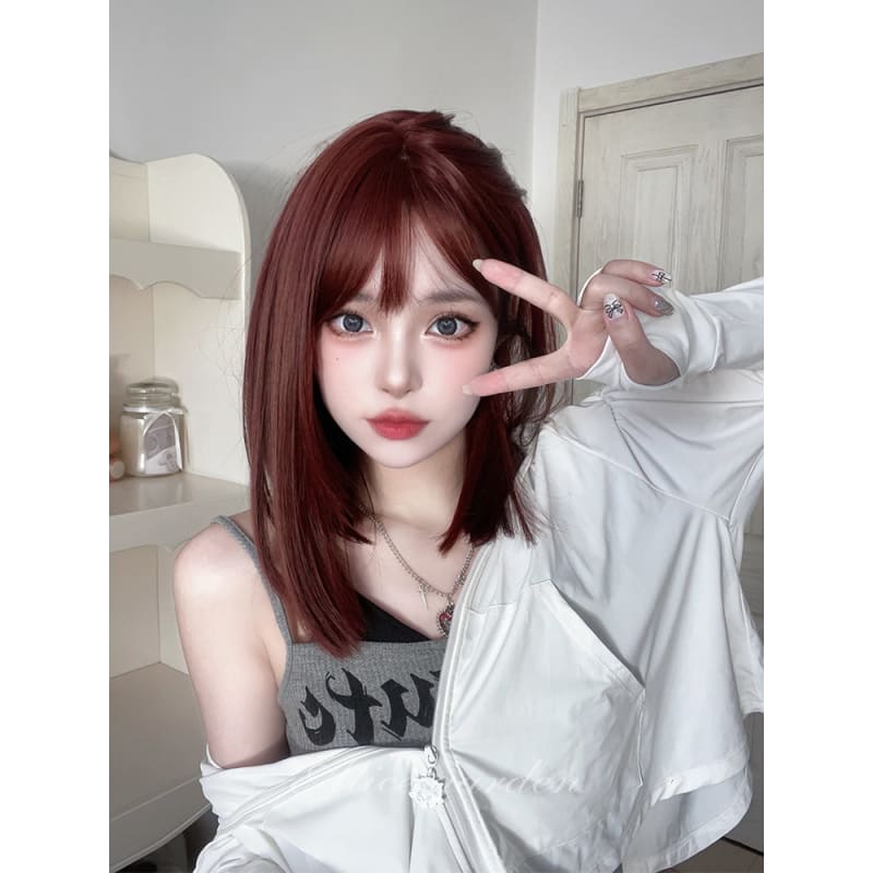 Casual Series Redish Brown Straight Lolita Wig - Raspberry