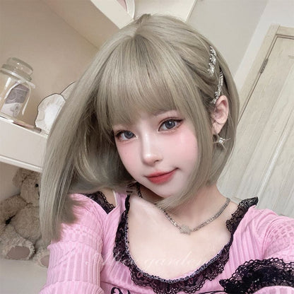 Casual Series Short Ash Silver Bob Wig - Lixiu White Tea