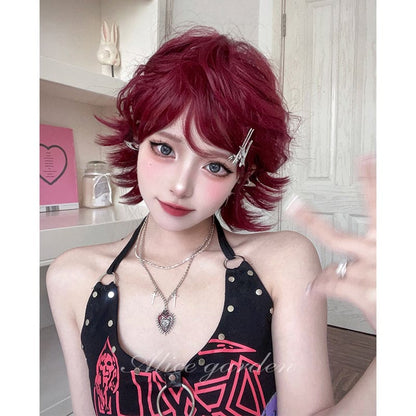 Casual Series Short Red Punk Wig - Burgundy