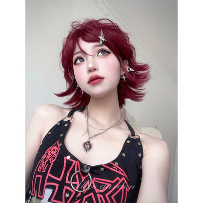 Casual Series Short Red Punk Wig - Burgundy