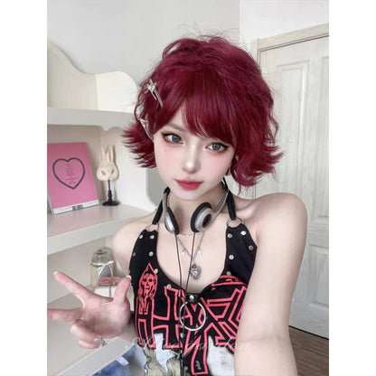 Casual Series Short Red Punk Wig - Burgundy