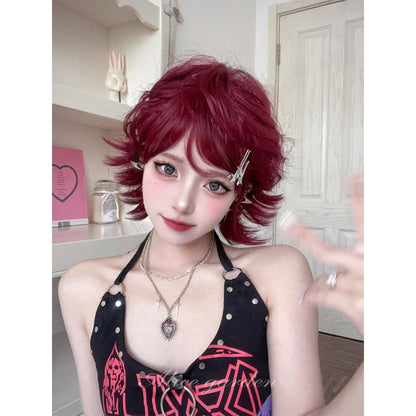 Casual Series Short Red Punk Wig - Burgundy