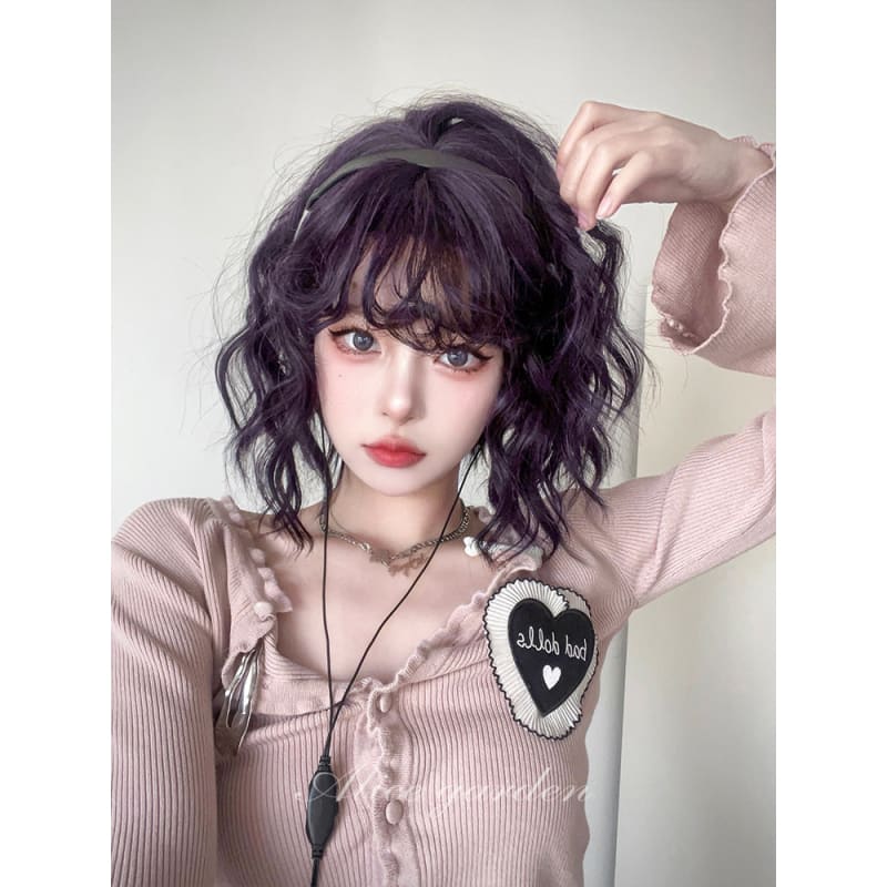 Casual Series Short Wavy Purple Wig - Solid purple