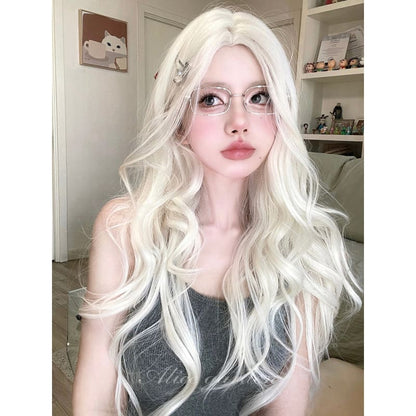 Casual Series Ultra Light Blonde Long Wig ON977 - White gold