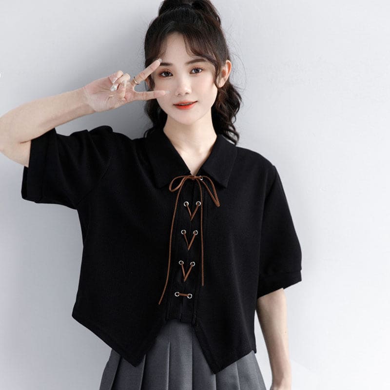 Casual Straps Bow Polo T-Shirt