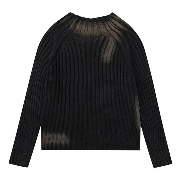 Casual Washed Knit Sweater - M / Black - Sweater