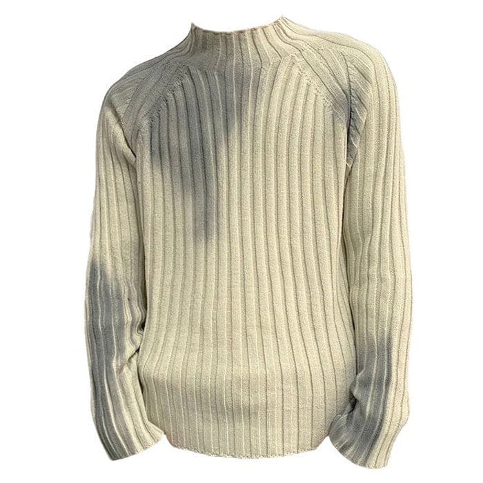 Casual Washed Knit Sweater - M / Grey - Sweater